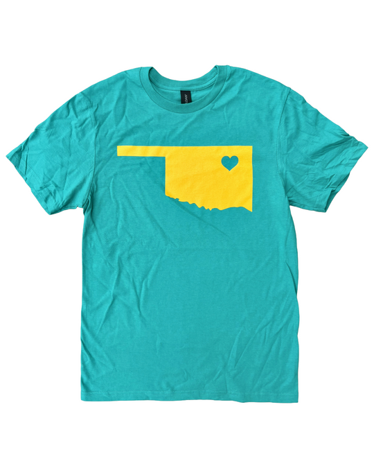 Oklahoma Heart Tshirt Teal
