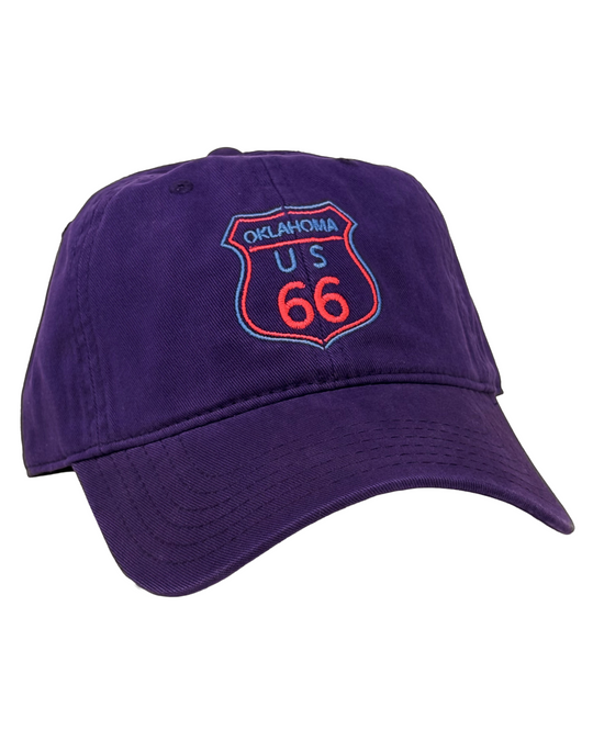 Oklahoma Route 66 Neon Sign Dad Hat Purple
