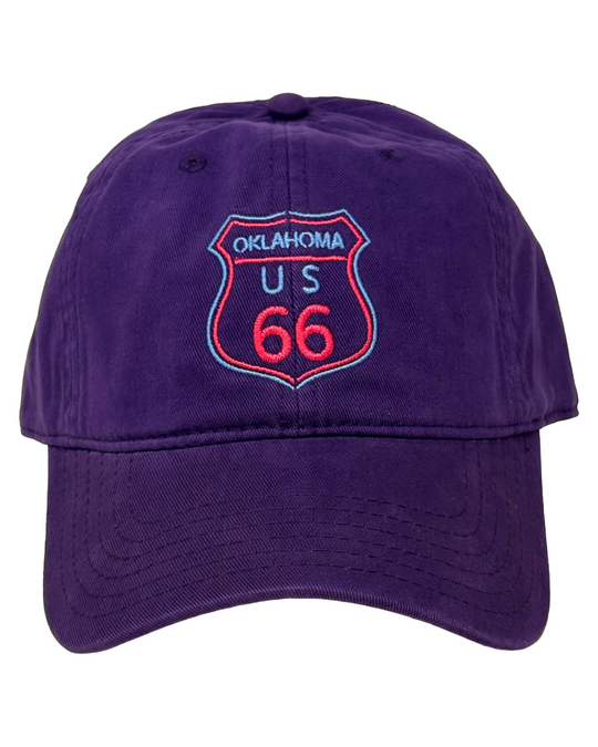 Oklahoma Route 66 Neon Sign Dad Hat Purple