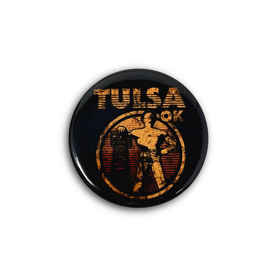Tulsa Vintage Golden Driller 1.25" Button