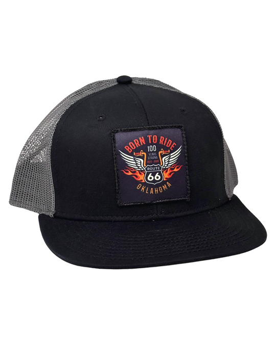 Born To Ride 100 Years Route 66 Patch Hat Black