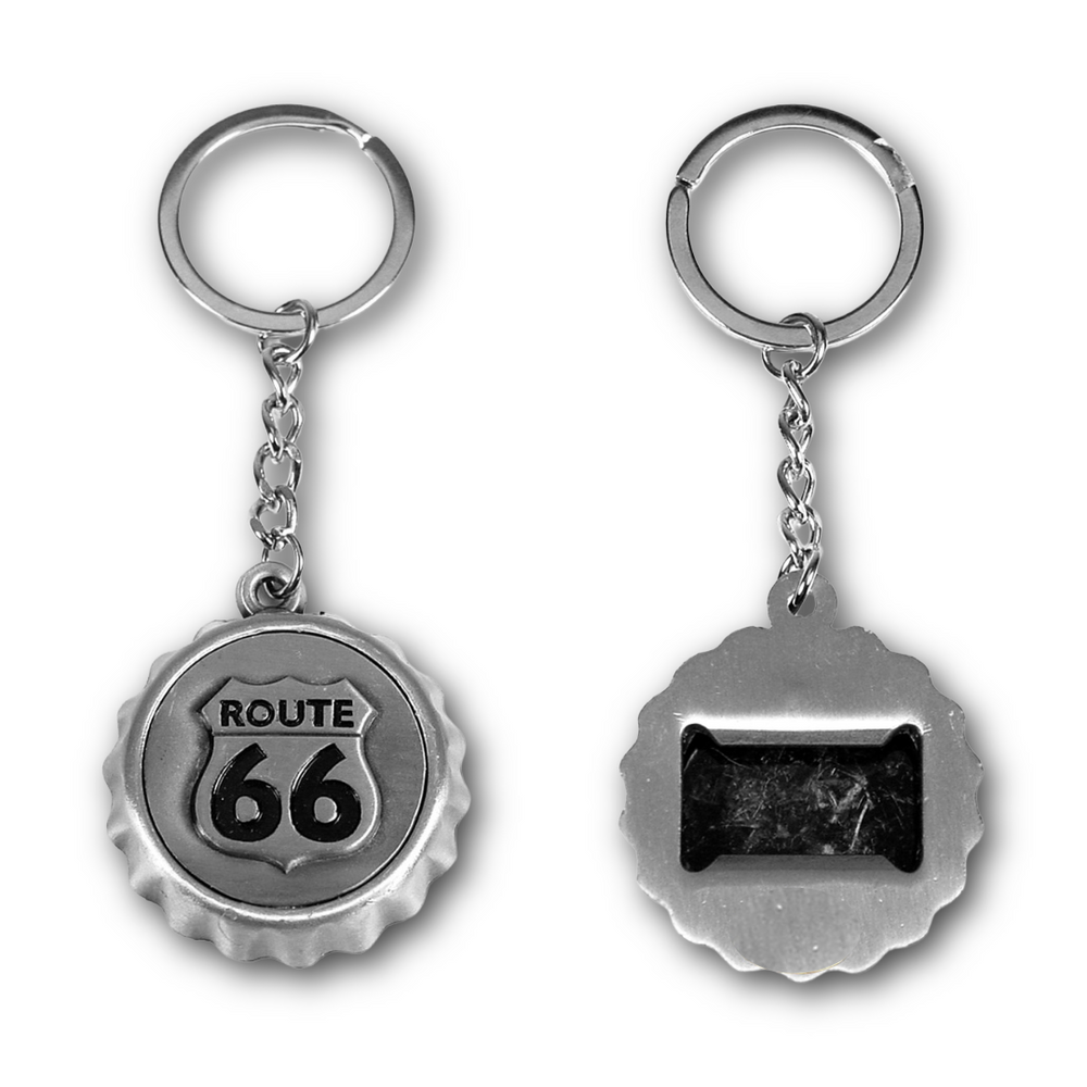 Route 66 Embossed  Metal Bottle Cap Opener