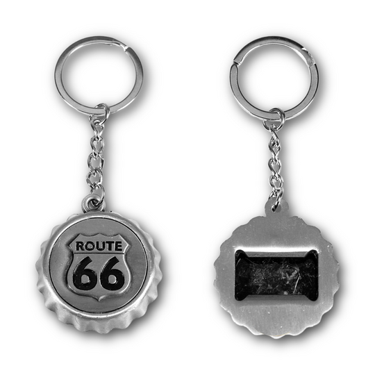 Route 66 Embossed  Metal Bottle Cap Opener