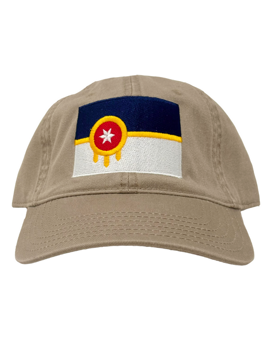 Tulsa Flag Dad Hat - Khaki