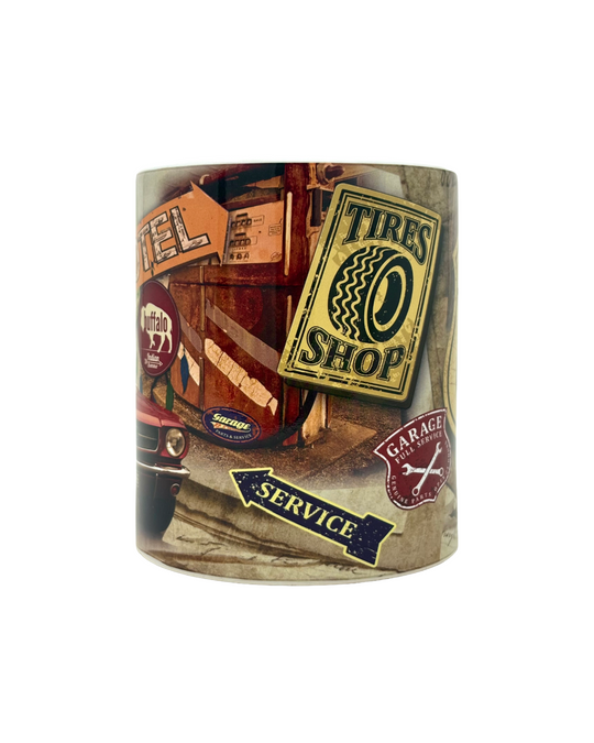 Route 66 Garage Collage Mug