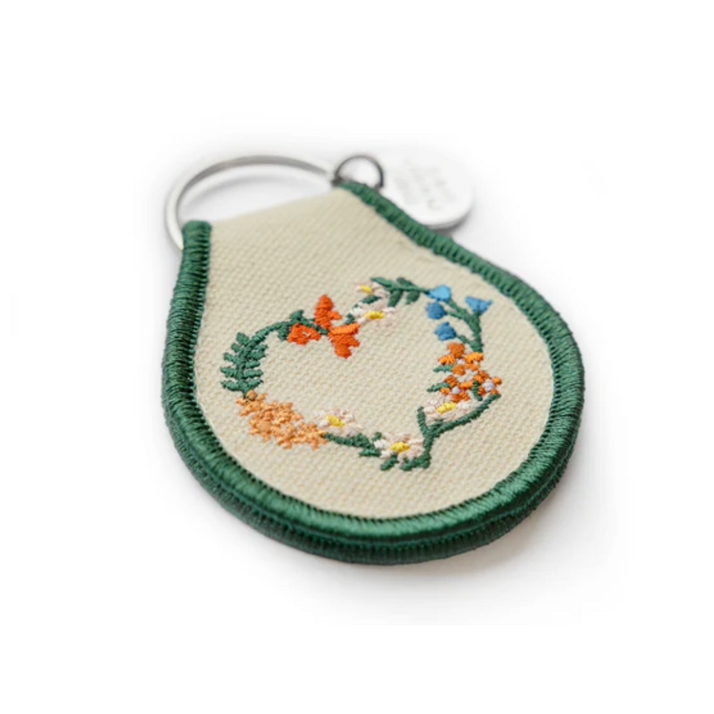 Floral Wreath Heart Patch Keychain
