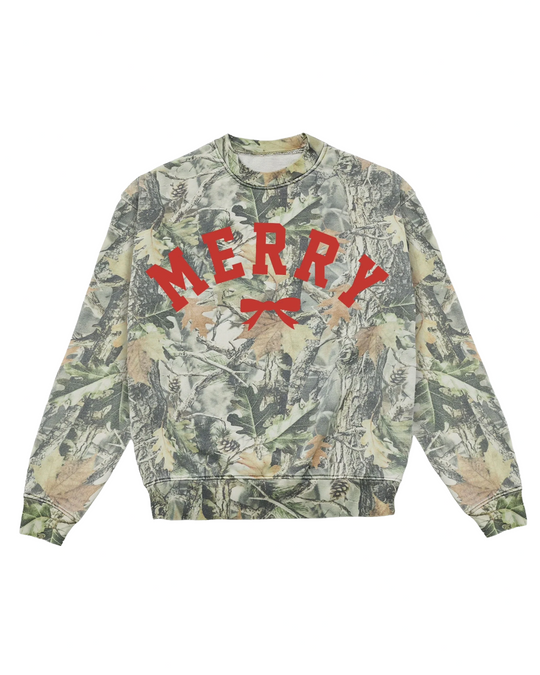 Merry Bow Holiday Camo Sweatshirt