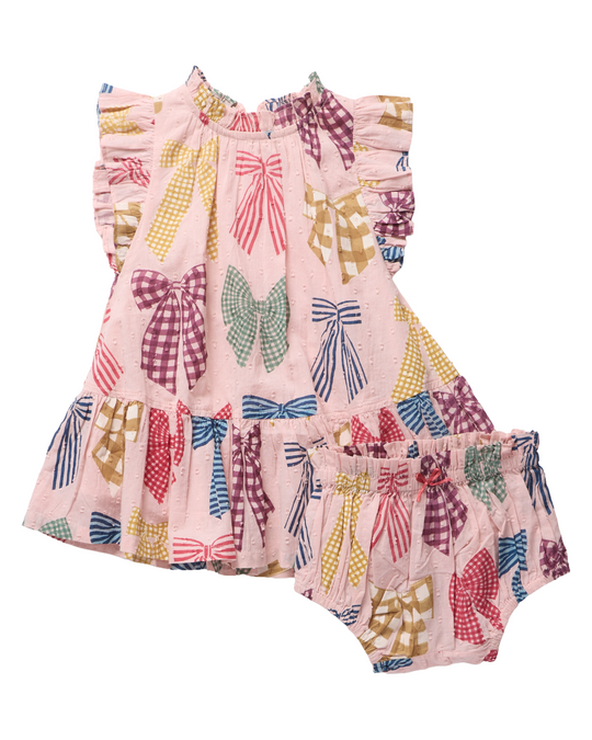 Pink Chicken - Patterned Bows Harper Dress Set