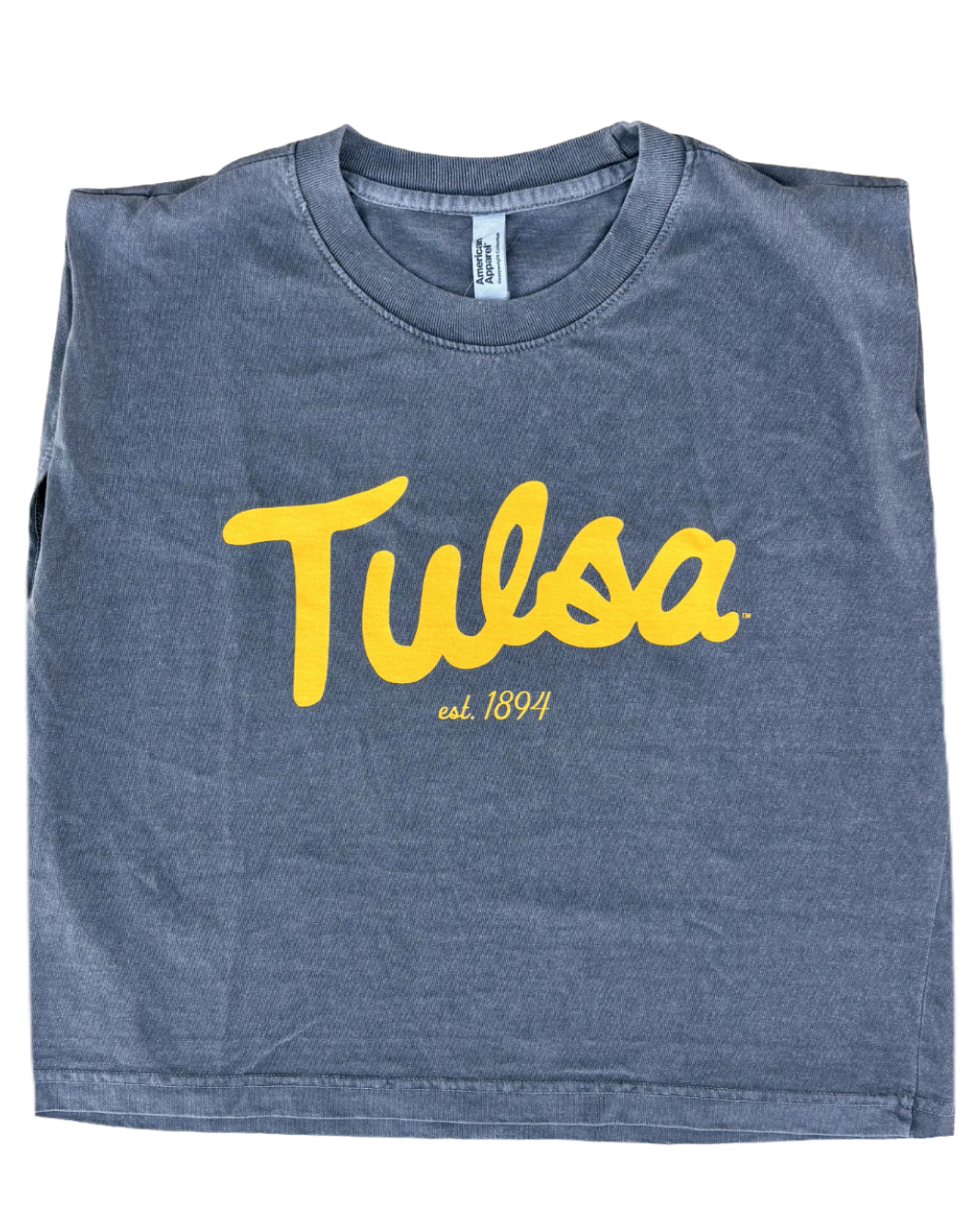 Tulsa Gold Script Navy Muscle Tshirt