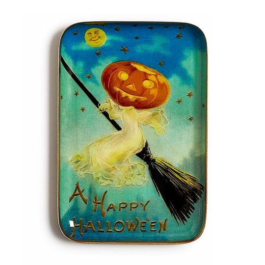 Vintage Style Halloween Tray - Pumpkin Witch
