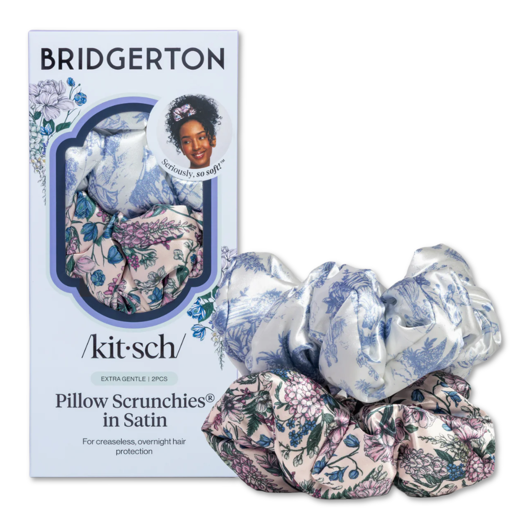 Bridgerton Toile in Bloom Satin Pillow Scrunchies