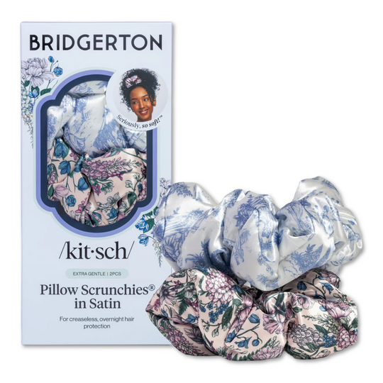 Bridgerton Toile in Bloom Satin Pillow Scrunchies