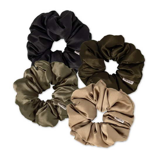 Neutrals Satin Pillow Scrunchies 4 Piece Set