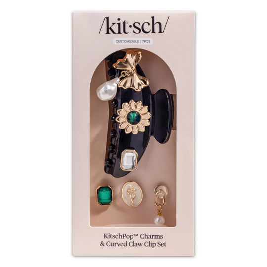 Kitschpop Charms Black Curved Claw Clip Set