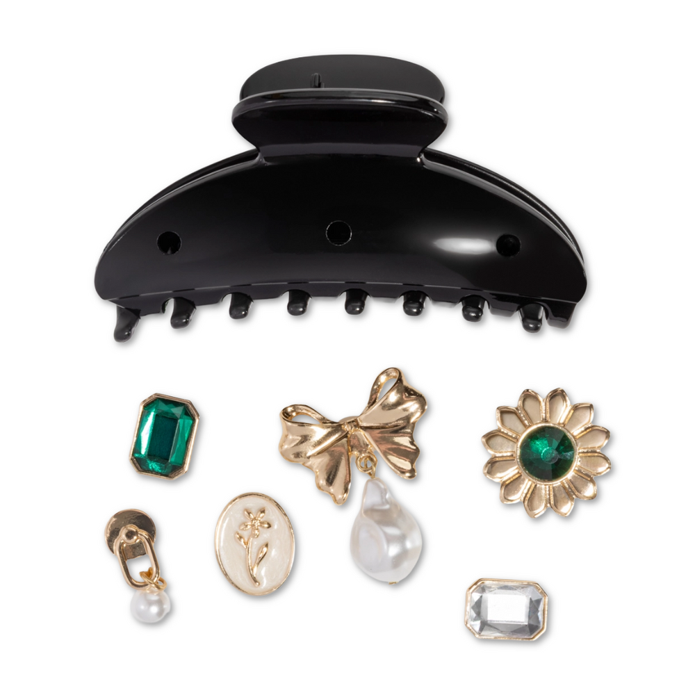 Kitschpop Charms Black Curved Claw Clip Set
