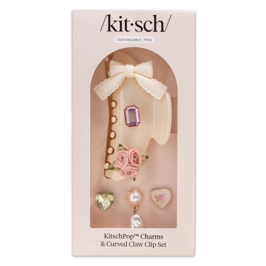 Kitschpop Charms Pearlized Cream Curved Claw Clip Set