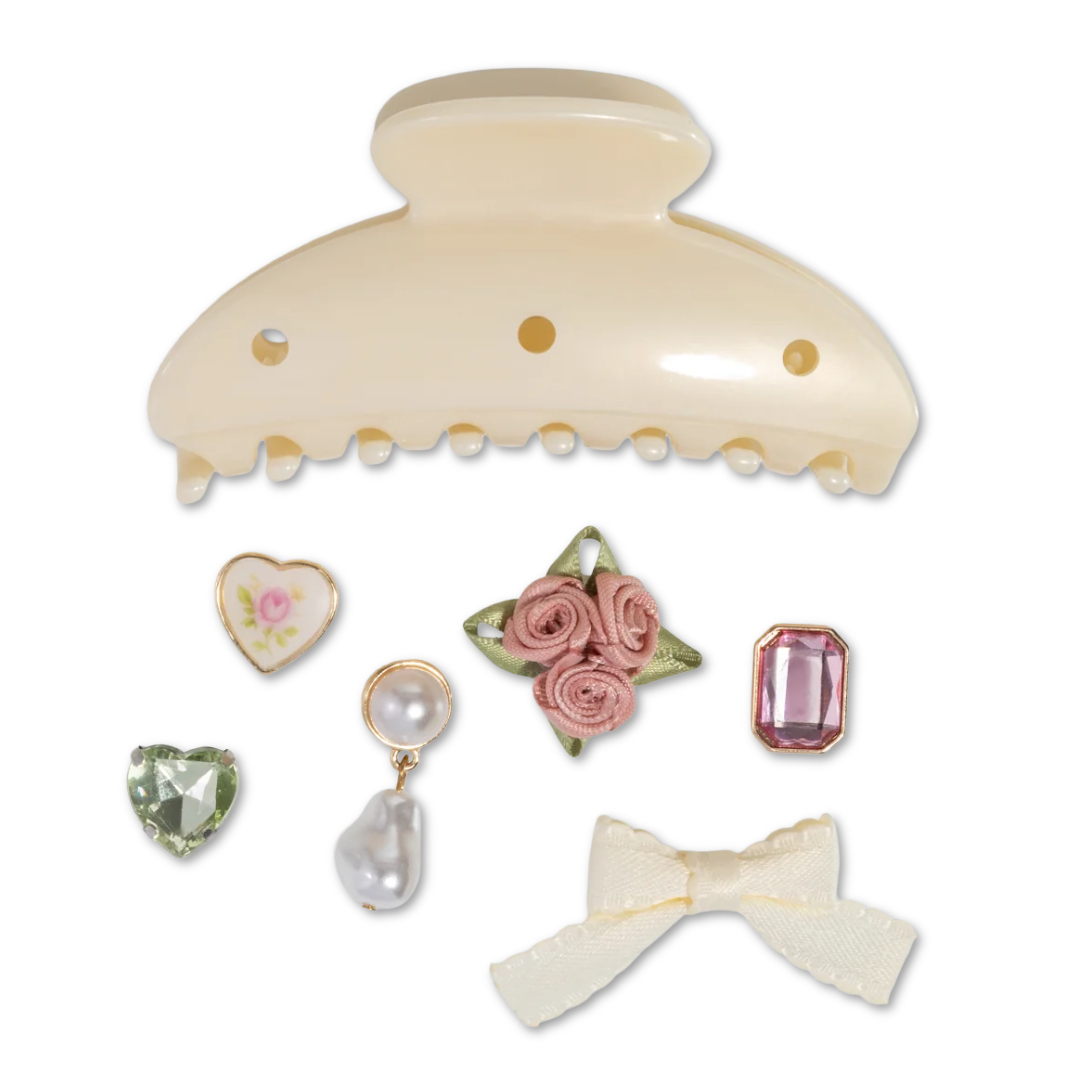 Kitschpop Charms Pearlized Cream Curved Claw Clip Set