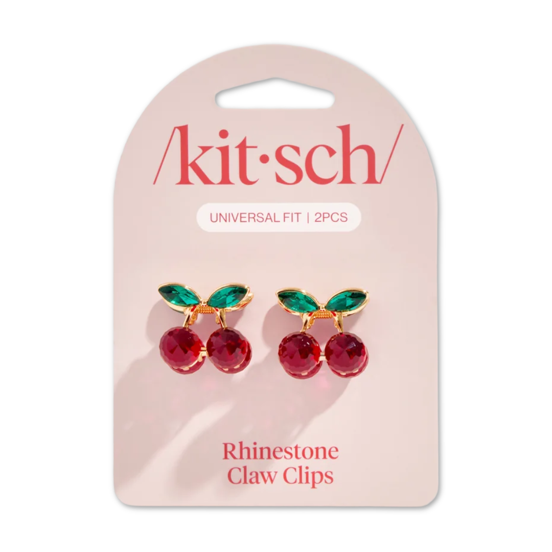 Cherry Mini Rhinestone Claw Clips