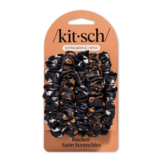 Halloween Ghosts & Pumpkins Ruched Satin Scrunchies Set