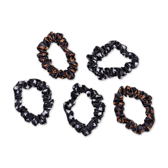 Halloween Ghosts & Pumpkins Ruched Satin Scrunchies Set
