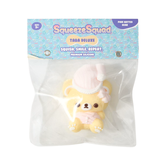 Pink Hatted Bear Taba Deluxe Premium Squishy