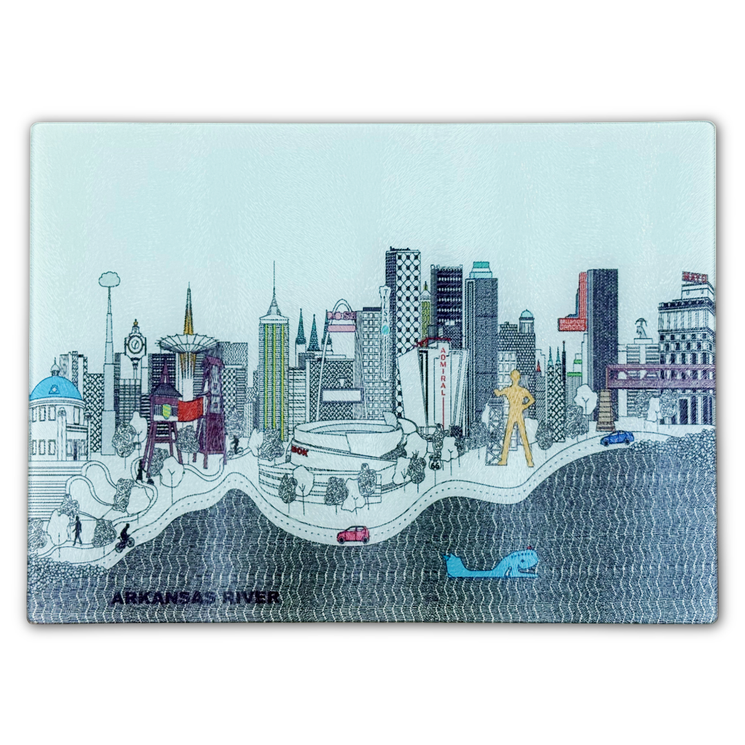 Tulsa Skyline Glass Cutting Board