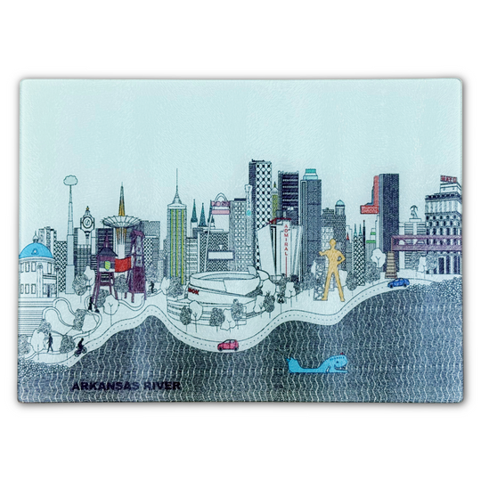 Tulsa Skyline Glass Cutting Board