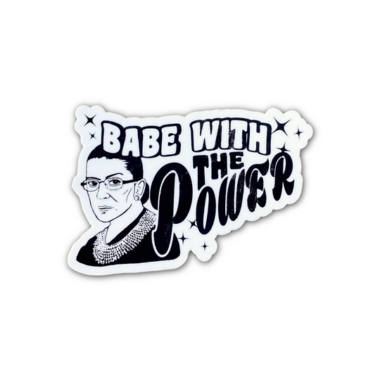 RBG Babe With Power B&W Sticker