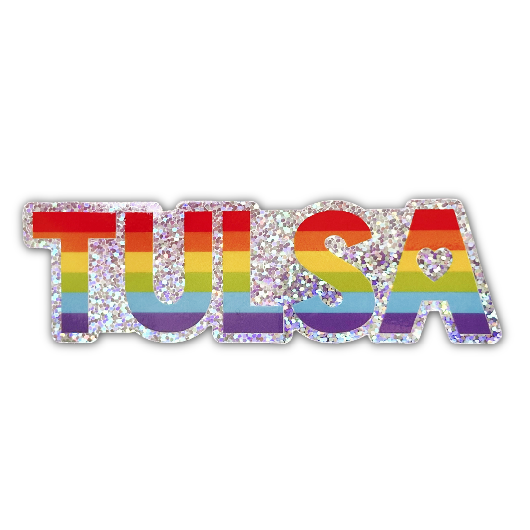 Tulsa Rainbow Glitter Sticker