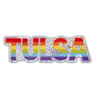 Tulsa Rainbow Glitter Sticker