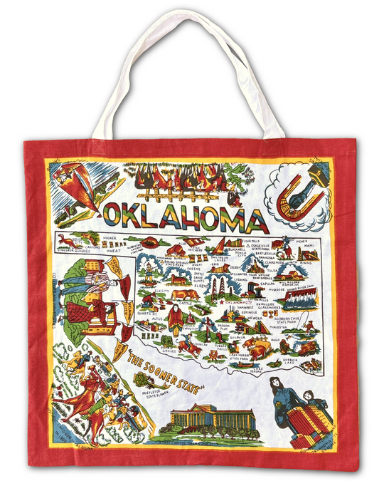 Oklahoma Map Retro Tote - Large