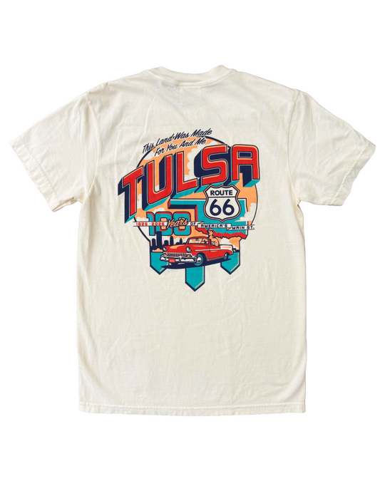 Tulsa Route 66 Classic Car Backprint Tshirt