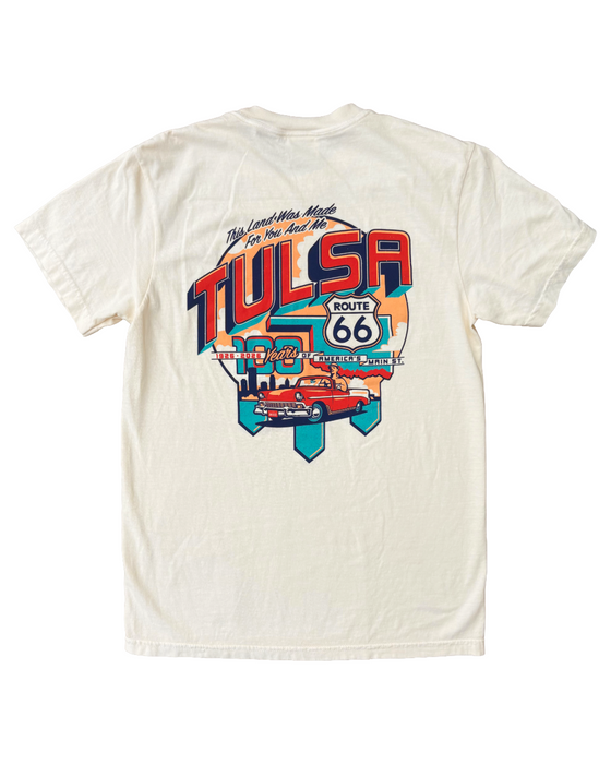 Tulsa Route 66 Classic Car Backprint Tshirt