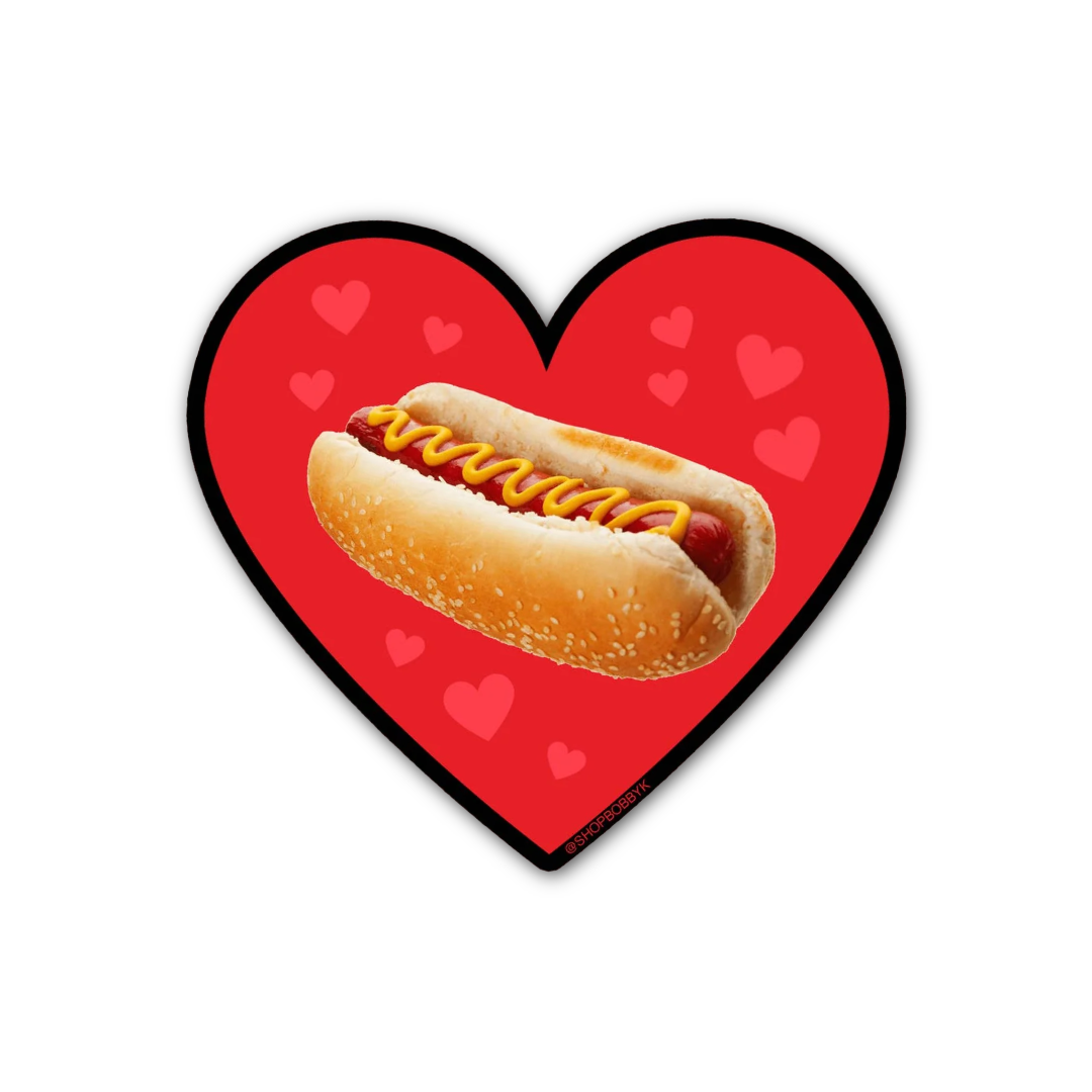 Hot Dog Lover Heart Sticker