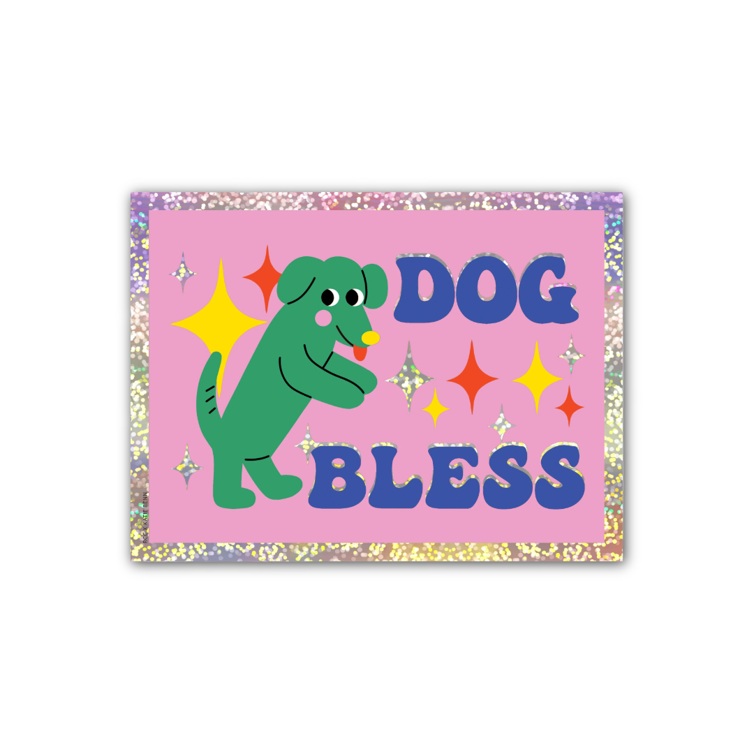 Dog Bless Glitter Sticker