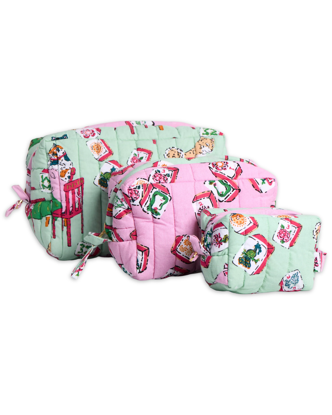 Pale Jade Mahjong Menagerie Zip Pouch