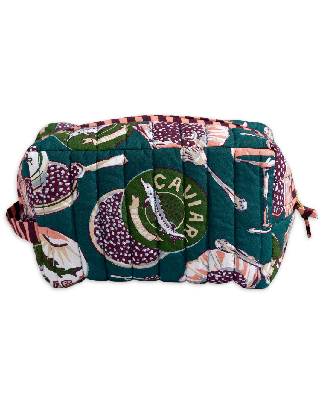 Champagne & Caviar Peacock Feather Quilted Pouch