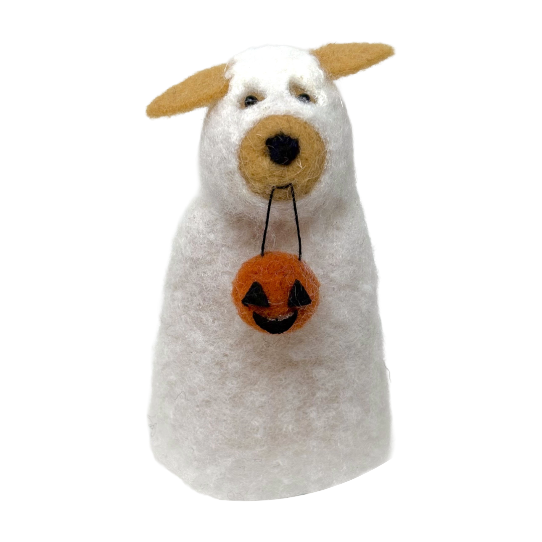 Ghost Dog Felt Halloween Finger Puppet