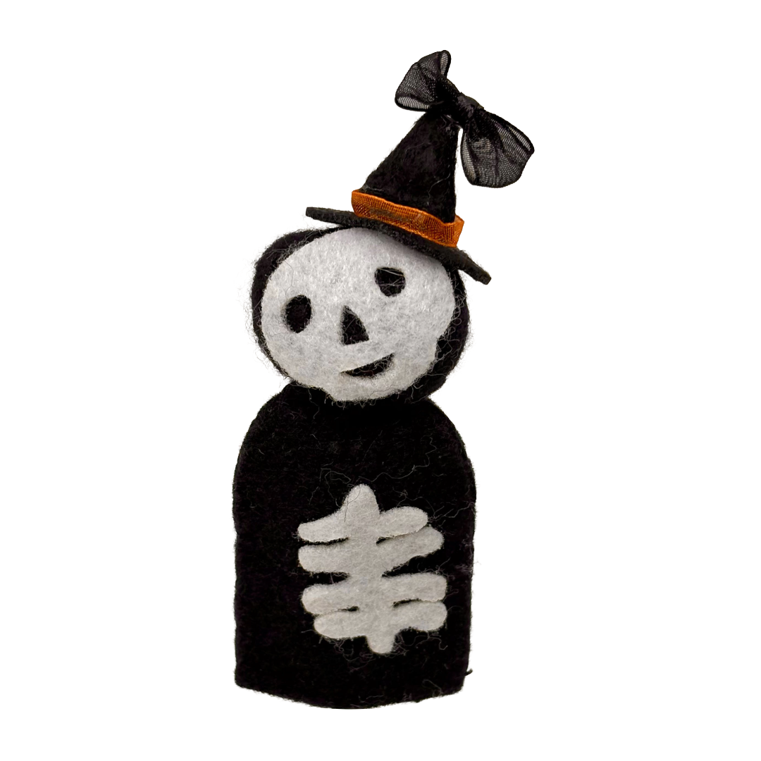 Skeleton Felt Halloween Finger Puppet