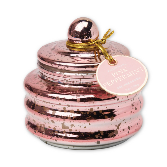 Pink Peppermint Beam Pink Mercury Glass Candle 3oz