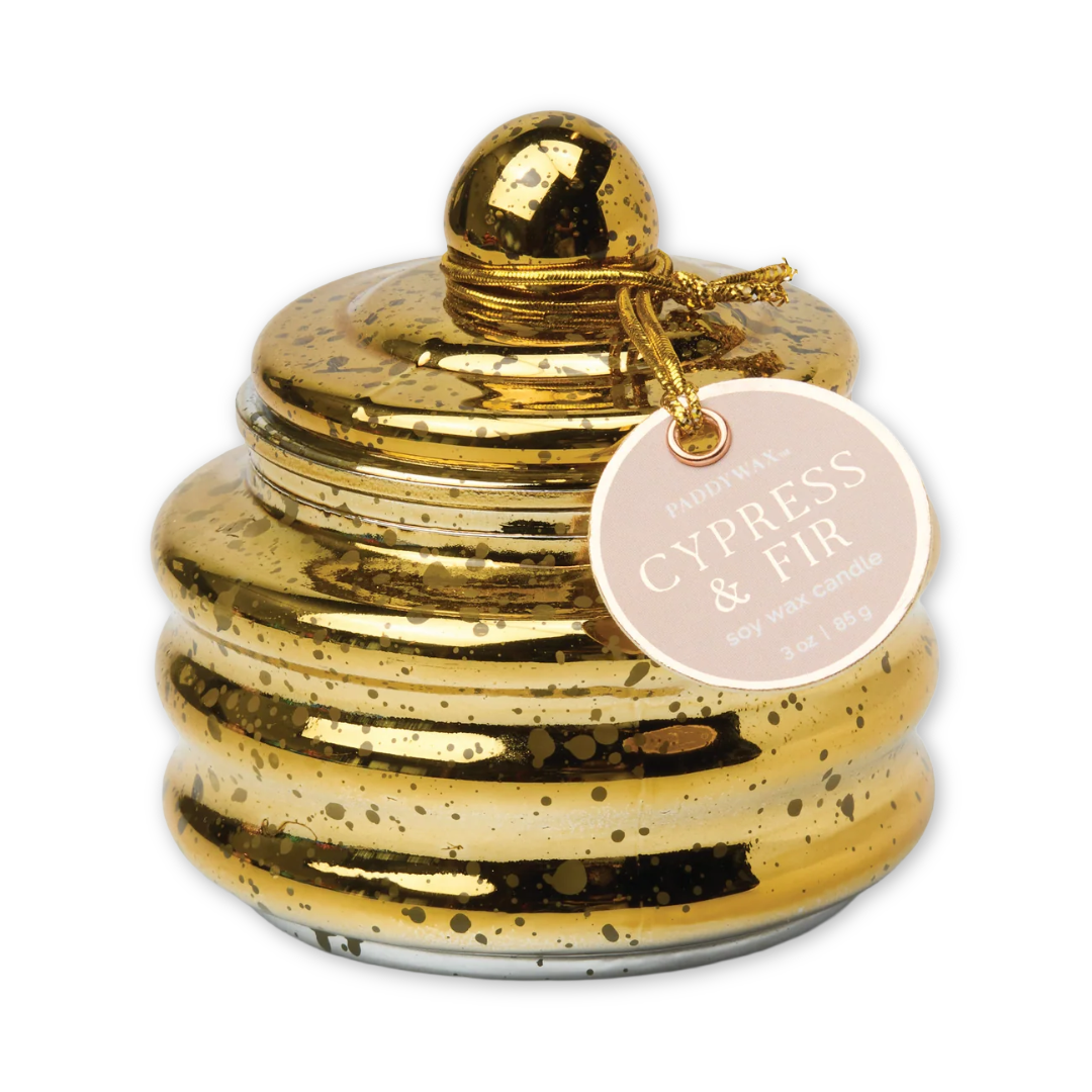 Cypress Fir Beam Gold Mercury Glass Candle 3oz