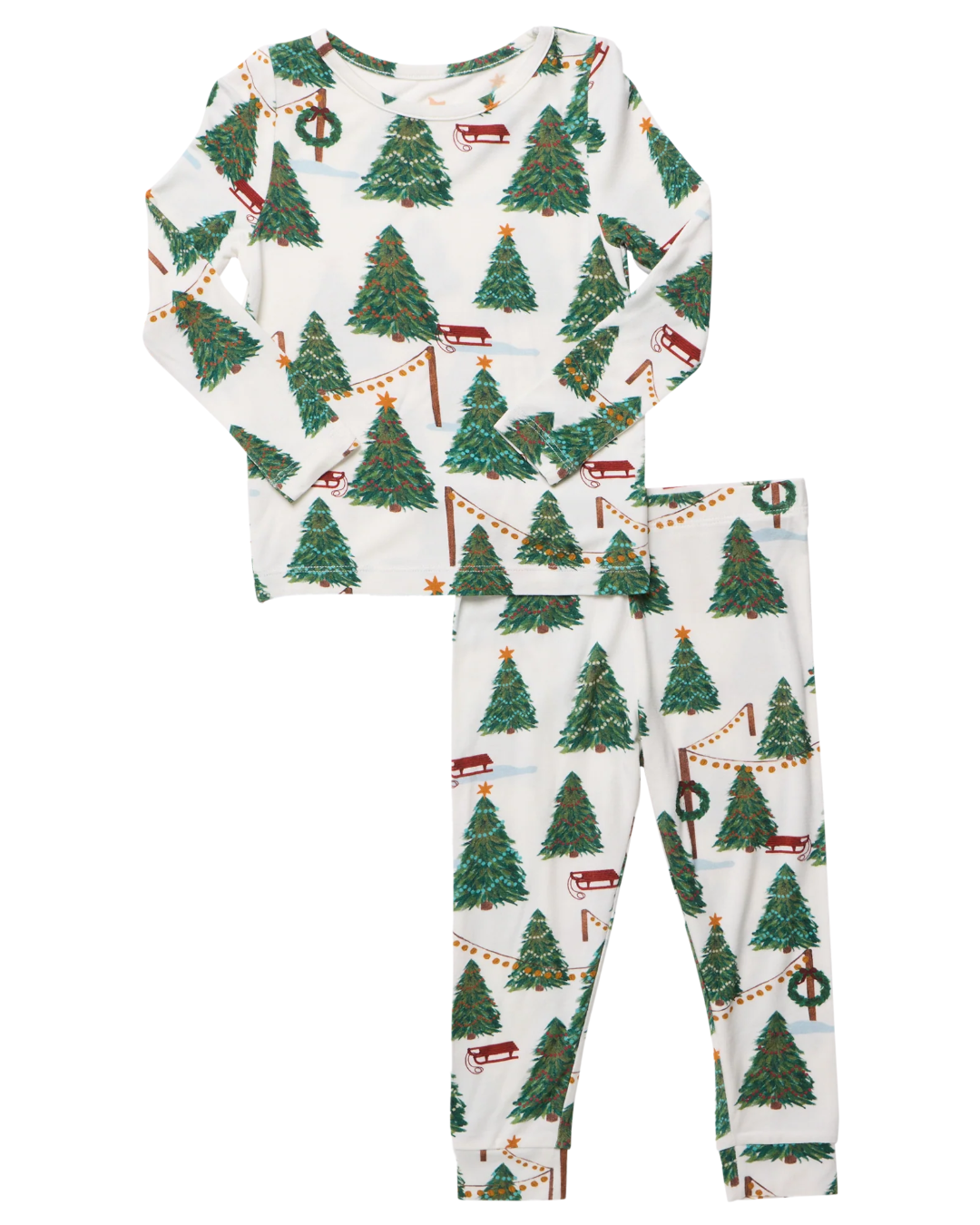 Pink Chicken - Kid's Christmas Tree Farm Bamboo PJ Set