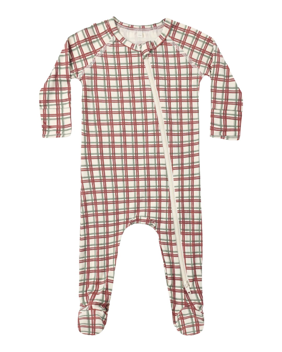 Quincy Mae - Redwood Check Bamboo Zip Footie