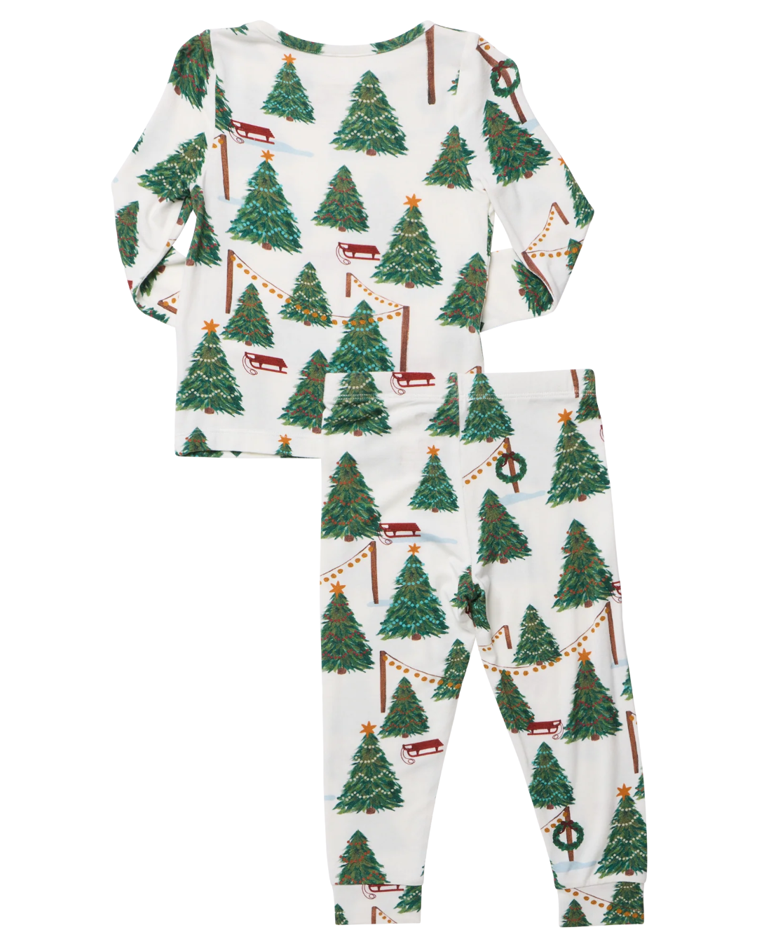 Pink Chicken - Kid's Christmas Tree Farm Bamboo PJ Set
