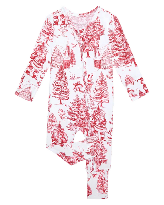 Posh Peanut - Father Christmas Footie Zippered One Piece