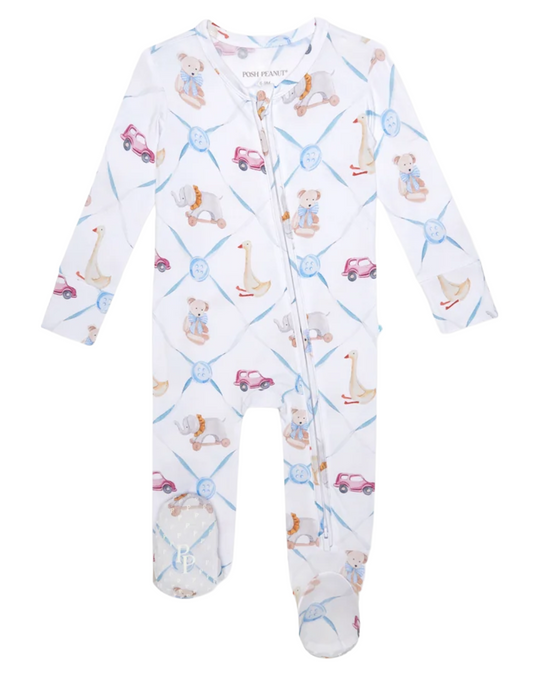 Posh Peanut - Oxford Footie Zippered One Piece