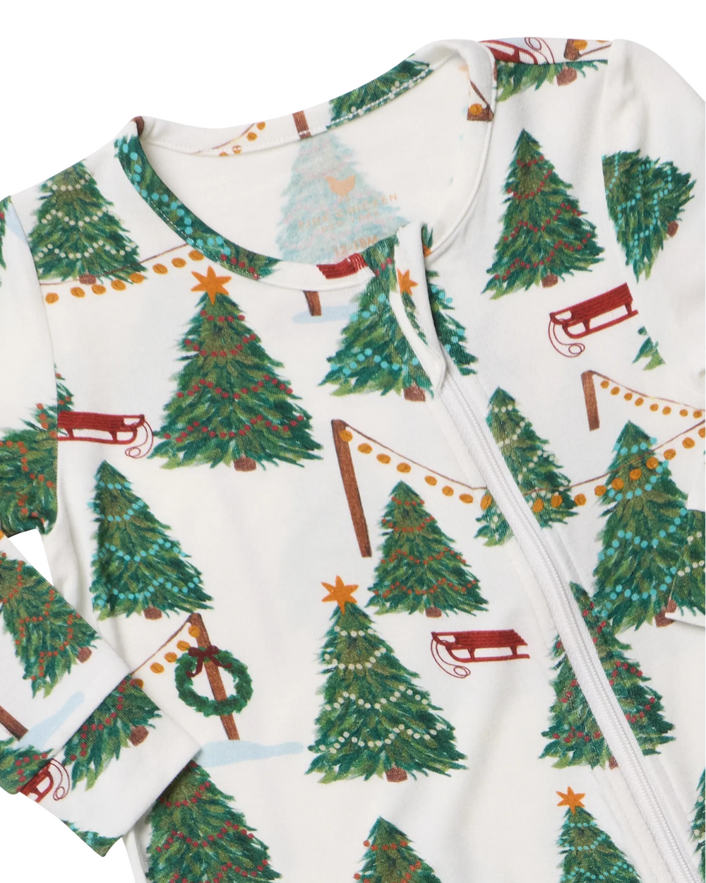 Pink Chicken - Baby Christmas Tree Farm Bamboo Romper