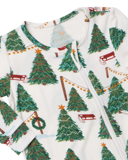 Pink Chicken - Baby Christmas Tree Farm Bamboo Romper