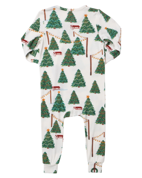 Pink Chicken - Baby Christmas Tree Farm Bamboo Romper