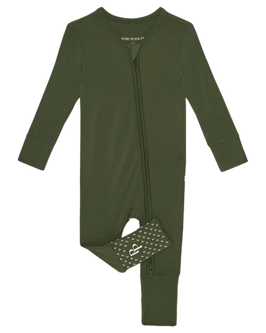 Posh Peanut - Pine Green Ribbed Romper